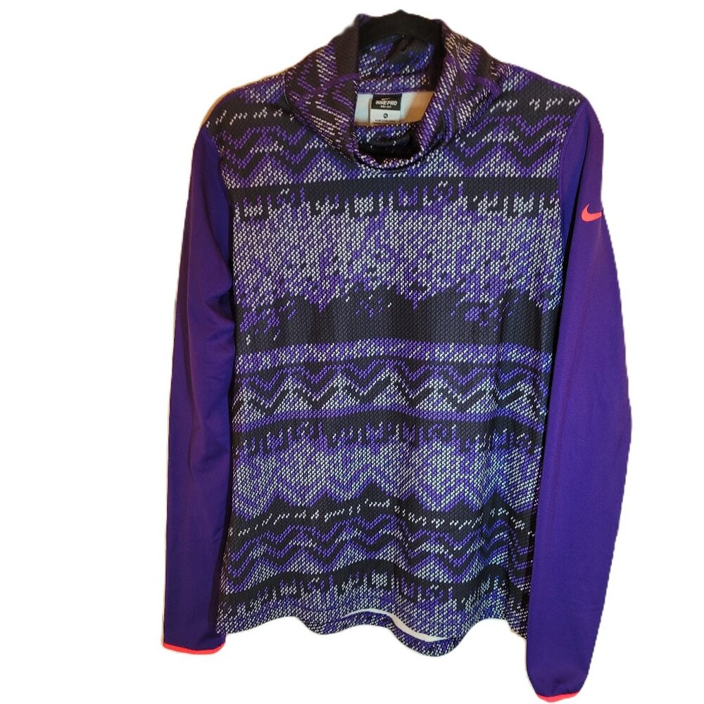 Nike Pro Dri Fit Hyperwarm Women's Purple and Black Turtleneck NWT XL